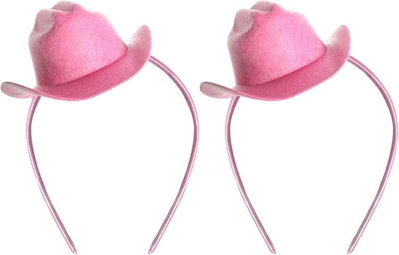 phnydreg 2Pcs Cowboy Mini Hat Headbands Cowgirl Mini Hat Headbands Accessories for Women Girls Birthday Western Cowboy Party - Image 1